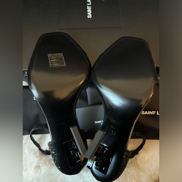New Saint Laurent Opyum 110 black Glitter heels Sandals size 39 - Picture 4 of 10